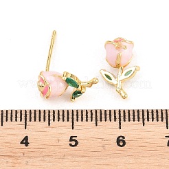 Valentinstag-Ohrstecker aus Messing mit Mikropavé-Fassung und klaren Zirkonia.&nbsp;EJEW-T051-01G