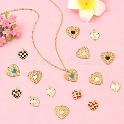 4 pièces 4 couleurs placage en laiton pendentifs en émail&nbsp;FIND-YW0012-11