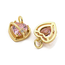 Pendentifs en laiton micro pavé de zircons cubiques roses&nbsp;KK-G490-31A-G