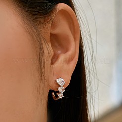 Ohrstecker aus Sterlingsilber in Tropfenform mit Mikropavé und Zirkonia für Damen&nbsp;EJEW-Q384-02P