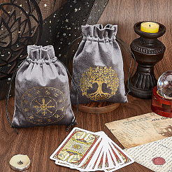 2 Stück 2 Stile Rechteck Goldprägung Samt Tarot Aufbewahrung Kordelzug Taschen für Wahrsagerei&nbsp;ABAG-CN0001-54