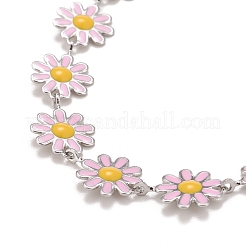 Collier chaîne à maillons marguerites en émail&nbsp;NJEW-P220-01P
