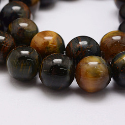 Brins de perles d'œil de tigre bleu jaune naturel&nbsp;X-G-P230-07-8mm