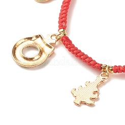 Weihnachtskranz & schneemann & schneeflocke legierung charme geflochtenes perlenarmband für frauen&nbsp;BJEW-JB08194