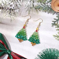 Glas-Weihnachtsbaum-Ohrringe&nbsp;EJEW-JE06154