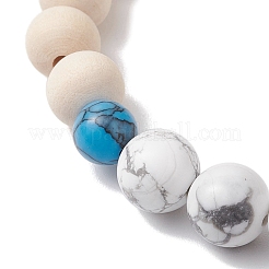 Bracciali elastici per coppie con perline di legno&nbsp;BJEW-JB11289-01