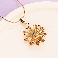 Collane a catena a serpente con ciondolo a forma di fiore in acciaio inossidabile 304 per donna&nbsp;NJEW-F354-11A-G