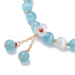 Pulseras elásticas de cuentas de ojo de gato para mujer&nbsp;BJEW-TA00691-03