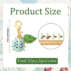 20 pièces 4 couleurs alliage émail pendentif décorations&nbsp;HJEW-YW00430
