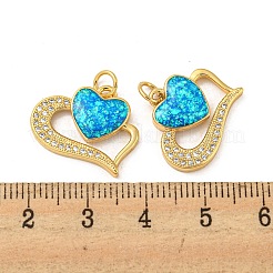 Circonita cúbica micro pavé de latón para el día de San Valentín con colgantes de ópalo sintético&nbsp;KK-D096-02A-G