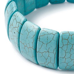 Bracelets extensibles en perles rectangulaires turquoise synthétiques&nbsp;BJEW-P299-10A
