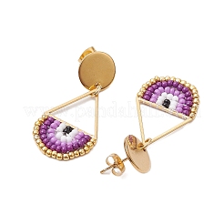 Boucles d'oreilles à tige en forme de larme et de perles de rocaille&nbsp;EJEW-MZ00251-03
