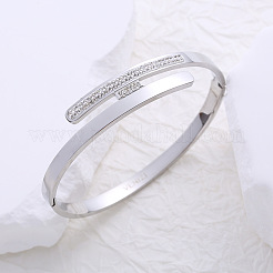 Bracciali in acciaio inossidabile con cerniera e strass per le donne&nbsp;EJ1004