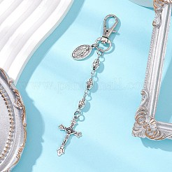 Colgante de aleación de estilo tibetano con cruz y óvalo con la Virgen María&nbsp;HJEW-JM02732