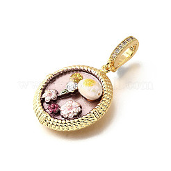 Pendentifs en laiton micro pavé de zircons cubiques et émail&nbsp;KK-R222-14G-04