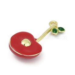 Pendentifs en laiton émaillé couleur cerise&nbsp;KK-G526-06G