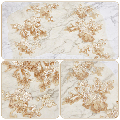 1 paire d'appliques brodées en polyester à fleurs 3D à coudre&nbsp;PATC-GF0001-35B