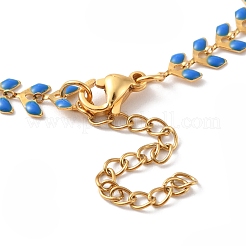 Bracelet chaînes à maillons épis de blé en émail&nbsp;BJEW-P271-02G-02