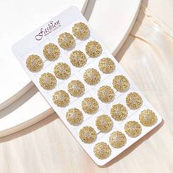 Orecchini a bottone in ottone con zirconi chiari e micro pavè&nbsp;EJEW-D305-04G