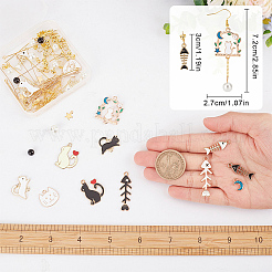 DIY-Set zur Herstellung asymmetrischer Ohrringe mit Katzenmotiv&nbsp;DIY-SC0021-21