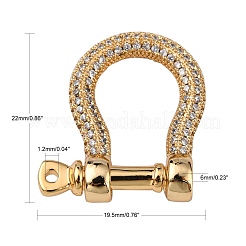 Messing Micro Pave klare Zirkonia D-Ring Anker Schäkel Verschlüsse&nbsp;ZIRC-S066-052-NF