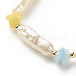 Bracciale con perline in imitazione di perle abs e pietre preziose naturali miste per le donne&nbsp;BJEW-JB08435