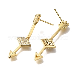 Aretes de corchete de circonita cúbica transparente con micro pavé de latón enchapado en cremallera&nbsp;EJEW-U011-05G
