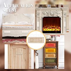 Artisanat d'applique onlay sculpté en bois massif naturel&nbsp;WOOD-FH0001-11