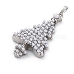 Crémaillère en laiton plaqué avec pendentifs en perles d'imitation ABS&nbsp;KK-Q010-07P