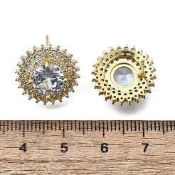 Orecchini a bottone in ottone con zirconi chiari e micro pavè&nbsp;EJEW-F363-05G
