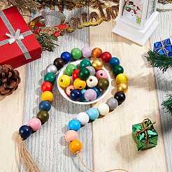 260pcs 26 couleurs de perles en bois naturel peintes&nbsp;WOOD-SZ0001-07