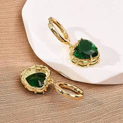 Orecchini a cerchio a forma di cuore in ottone e vetro per San Valentino&nbsp;EJEW-Z164-23G-04