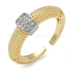 Manschettenfingerringe aus Messing mit Mikropflaster und klarem Zirkonia für Damen&nbsp;RJEW-B112-04GP