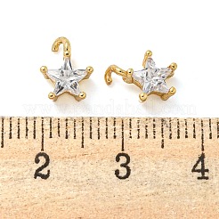 Placage de crémaillère en laiton micro pavé breloques en zircone cubique claire&nbsp;KK-Z045-13G