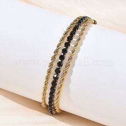 Doppellagige Armbänder aus Edelstahl 304 und Strass-Seilkette für Damen&nbsp;BJEW-F540-09G