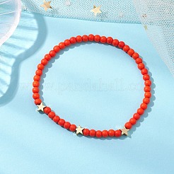 Bracciali elastici in perline turchesi sintetiche tinte per donna uomo&nbsp;BJEW-JB11311-02