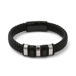 Bracciali cordone intrecciato in pelle per gli uomini&nbsp;BJEW-Z081-11EB-01