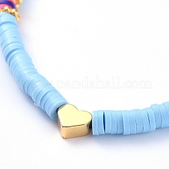 Bracelets extensibles faits main en pâte polymère heishi&nbsp;BJEW-JB05077-05