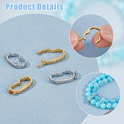 4 Stück 2 Farben Messing Micro Pave klare Zirkonia Erdnuss Twister Verschlüsse&nbsp;KK-HS0001-22