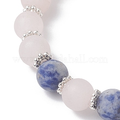 Bracelets extensibles en perles rondes de pierres précieuses naturelles mélangées givrées pour femmes et hommes&nbsp;BJEW-JB12471-01