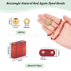 1 filo di perline rettangolari di agata rossa naturale tinta&nbsp;G-NB0005-54A