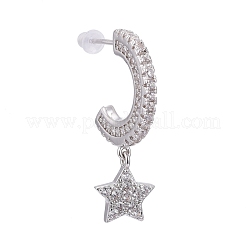Orecchini a bottone in ottone con zirconi chiari e micro pavè&nbsp;EJEW-K083-15P