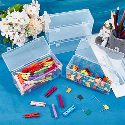 Mini boîtes de rangement à outils en plastique translucide avec couvercle à charnière&nbsp;CON-WH0086-170B