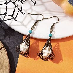 Turchese sintetico orecchini pendenti&nbsp;EJEW-JE05793