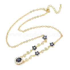 Colliers pendentifs en laiton pavé de zirconiums cubiques en forme de fleur&nbsp;NJEW-C121-04A-02G