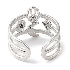 Anillo de puño abierto de acero inoxidable 304 para mujer&nbsp;RJEW-F166-01P-02