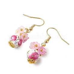 Orecchini pendenti in ceramica e porcellana stampati a fiori fatti a mano&nbsp;EJEW-JE07288-01