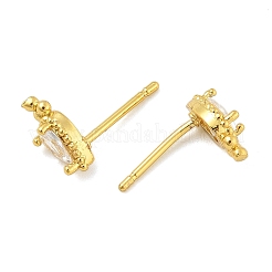 Messing Micro Pave klare Zirkonia Ohrstecker&nbsp;EJEW-R016-26G-17