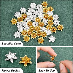 48 pièce de 2 couleurs de capuchons de perles en laiton 3D&nbsp;KK-FH0002-42