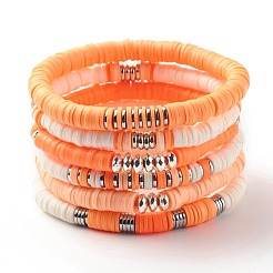 Hieishi-Stretch-Armbänder aus synthetischem Hämatit und Fimo für Frauen&nbsp;BJEW-JB07430